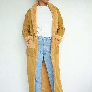 New Handmade Soft Yellow Mustard Long Jacket with Pockets